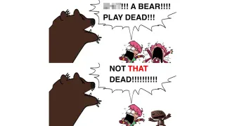 A Bear! Play Dead! Not That Dead! meme card, common rarity
