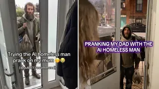 AI Homeless Man Prank meme card, common rarity