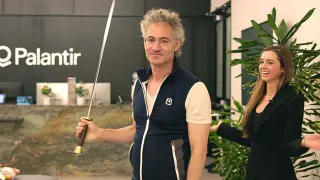 Alex Karp Wielding a Sword meme card, common rarity
