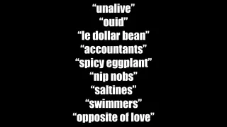 Algospeak / Slang Replacement meme card, common rarity