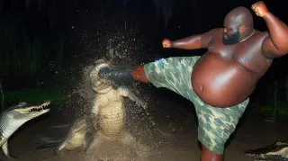 Alligator Kick / Black Guy Kicking Alligator meme card, rare rarity