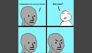 Angry NPC Wojak meme card, common rarity