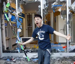 Angry Vancouver Fan / Angry Asian Rioter meme card, rare rarity