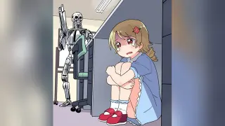 Anime Girl Hiding From a Terminator meme card, rare rarity