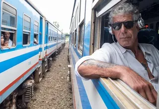 Anthony Bourdain on a Train meme card, common rarity