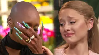 Ariana Grande and Cynthia Erivo Crying on the Wicked Press Tour meme card, common rarity