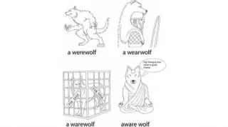 Aware Wolf meme card, common rarity