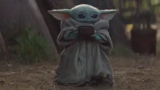 Baby Yoda Drinking Soup meme card, common rarity