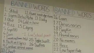 Banned Words Lists At Schools meme card, common rarity