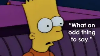 Bart Simpson's "What An Odd Thing To Say" meme card, common rarity