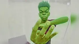 Beast Boy / Guy Holding Up Four Fingers meme card, epic rarity