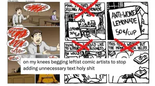 Begging Leftist Comic Artists To Stop Adding Unnecessary Text meme card, common rarity