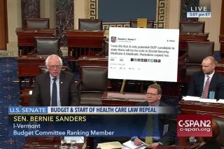 Bernie Sanders Brings Tweets to the Senate meme card, common rarity
