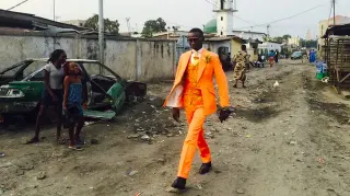 Black Guy In Orange Suit meme card, common rarity