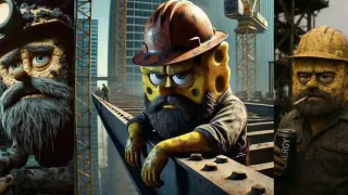 Blue Collar SpongeBob meme card, common rarity