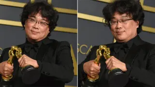 Bong Joon-Ho Making Oscars Kiss meme card, common rarity