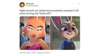Both Are Naked and Covered in Oil, Who's Winning the Twerk-off? meme card, common rarity