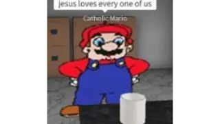 Catholic Mario meme card, common rarity