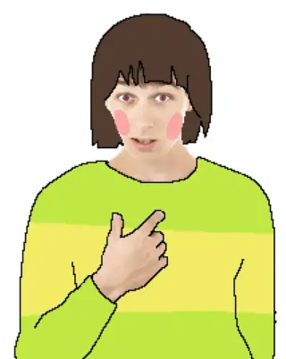 Chara pointing at themself meme card, common rarity