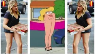 Chloë Grace Moretz Family Guy Meme / Legs Go All The Way Up meme card, common rarity