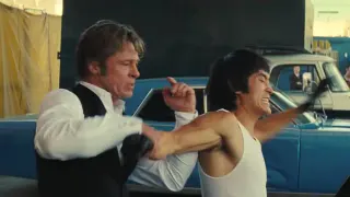 Cliff Booth and Bruce Lee Fight / Braddu Pittu Prease meme card, common rarity