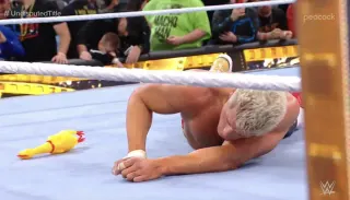 Cody Rhodes Hit by A Rubber Chicken meme card, common rarity