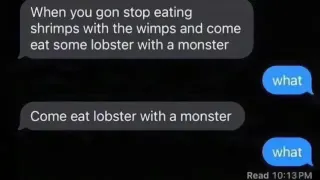 Come Eat Lobster With a Monster meme card, common rarity