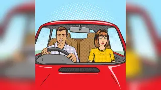 Couple in a Red Car meme card, common rarity