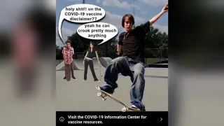 COVID-19 Vaccine Information Disclaimer / He Can Crook Pretty Much Anything meme card, common rarity