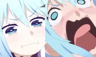 Carte meme Crying Aqua / Screaming Aqua / Pouting Aqua, rareté commune