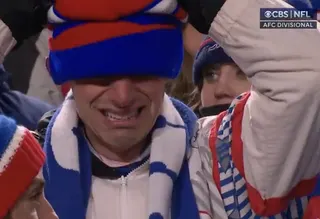 Crying Buffalo Bills Fan meme card, common rarity