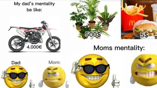 Carte meme Dad’s Mentality Be Like, rareté commune