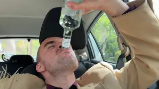 Dan Hentschel Drinking Rum In A Car meme card, common rarity