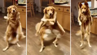 Carte meme Dancing AI Golden Retriever Dog, rareté commune