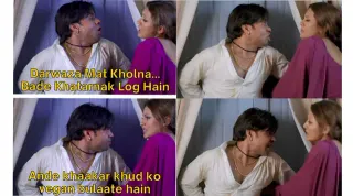 Darwaza Mat Kholna Bahut Khatarnak Log Hai meme card, common rarity