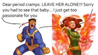 Dear Period Cramps, Leave Her Alone meme card, common rarity
