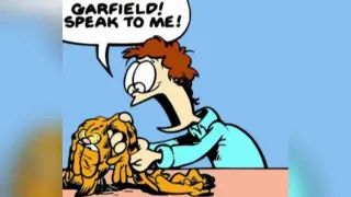 Deflated Garfield meme card, common rarity