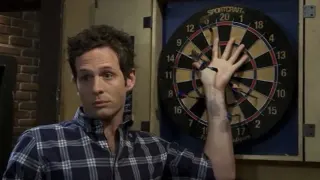 Dennis Reynolds with Dart in Hand meme card, common rarity