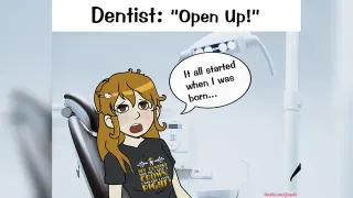 Dentist: "Open Up" meme card, common rarity