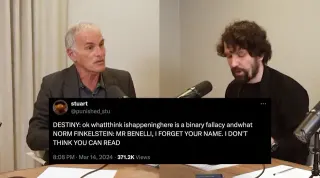 Destiny vs. Norman Finkelstein meme card, common rarity