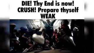 Die! Thy End Is Now! Crush! meme card, common rarity
