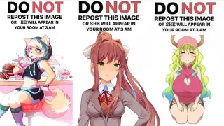 Do Not Repost This Image Or She Will Appear In Your Room At 3 AM meme card, common rarity
