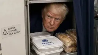 Donald Trump Hiding In Catering Truck / Cart meme card, common rarity
