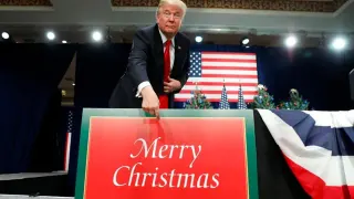 Donald Trump Merry Christmas Sign meme card, common rarity