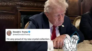 Donald Trump Trapping Liberals In Crystals meme card, common rarity