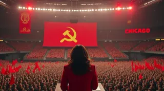 Donald Trump's Communist Rally Kamala Harris Post meme card, common rarity