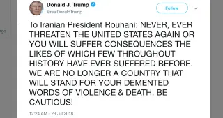 Donald Trump's President Rouhani Tweet meme card, common rarity