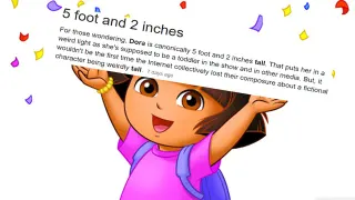 Dora the Explorer's Height meme card, common rarity