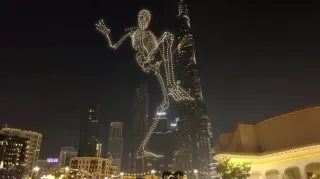 Dubai Halloween Drone Show meme card, common rarity