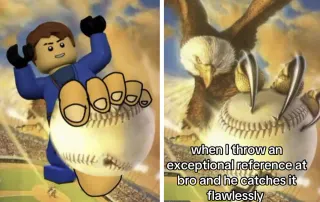 Eagle Catching Baseball / How Fast I Caught That Reference meme card, common rarity